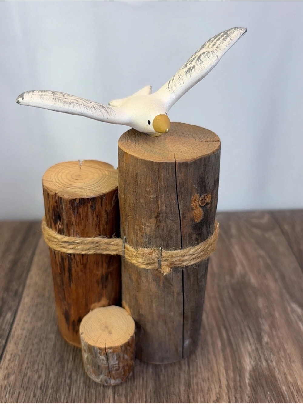 Cardee West Nautical Bisque Seagull on Wooden Pier Figurine Coastal Decor 6”